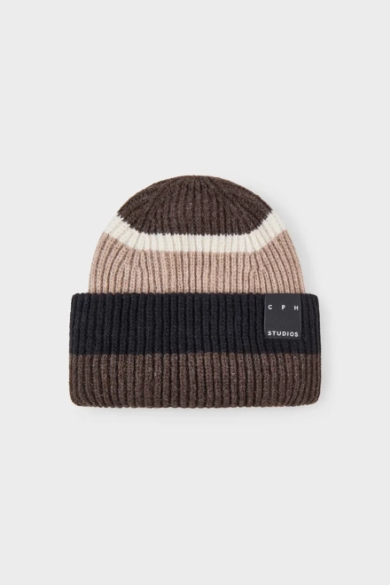 CPH BEANIE 3 wool mix beige striped