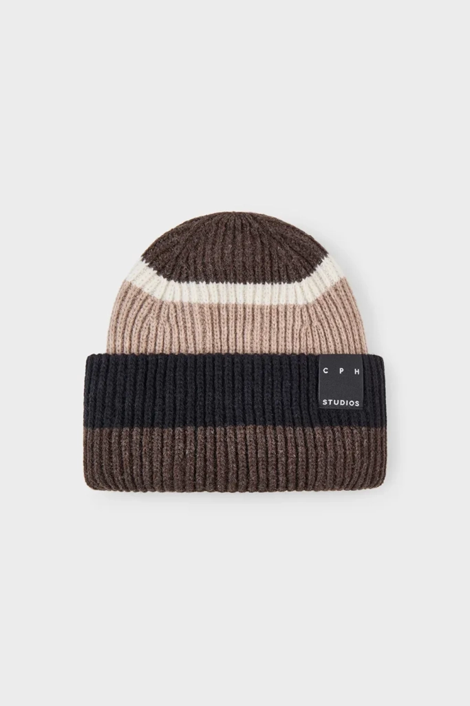 CPH BEANIE 3 wool mix beige striped