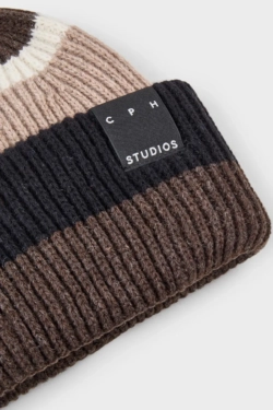 CPH BEANIE 3 wool mix beige striped - alternative 1