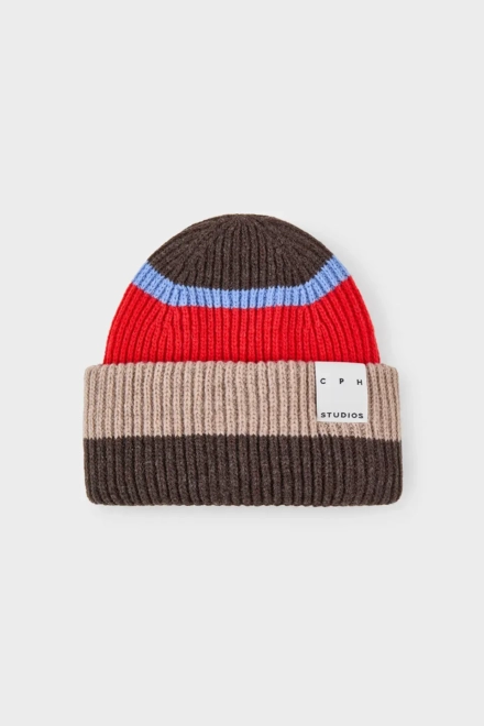 CPH BEANIE 3 wool mix red striped
