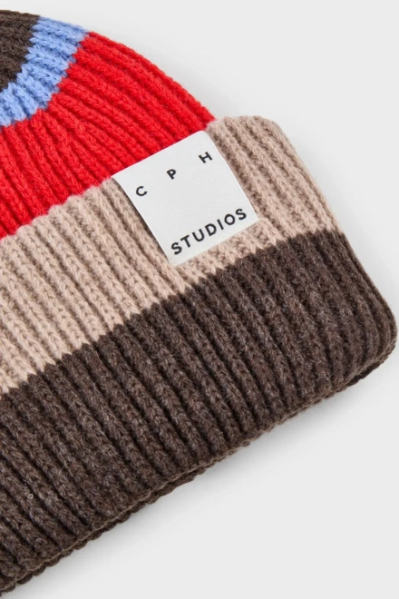 CPH BEANIE 3 wool mix red striped