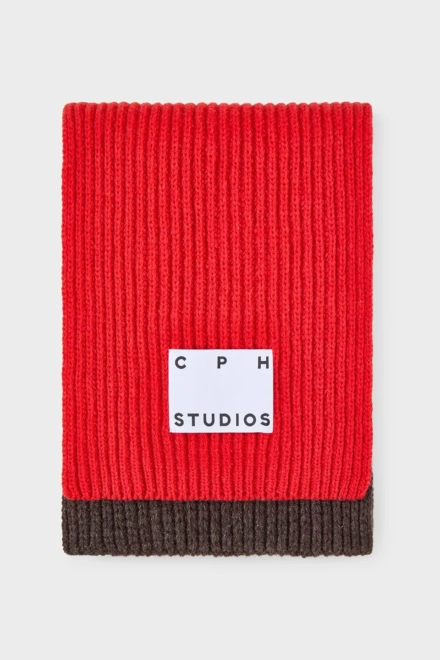 CPH SHAWL 29 wool mix red striped