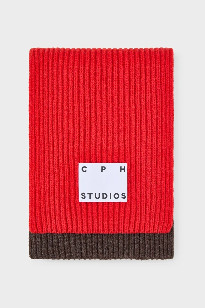 CPH SHAWL 29 wool mix red striped