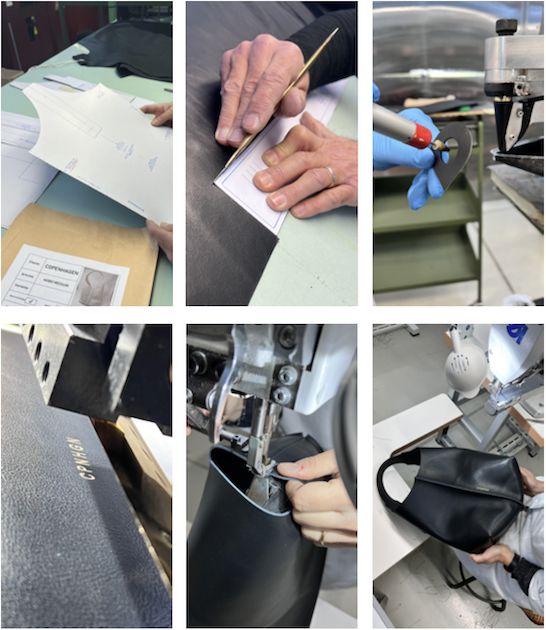 Production Steps of our CPH BAG 1 in vitello black.