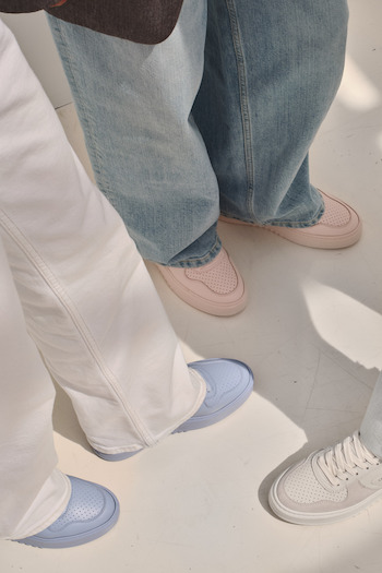 The brand new CPH77 vitello cloud and rosewater in a clean studio setting next to another iconic COPENHAGEN STUDIOS Sneaker.