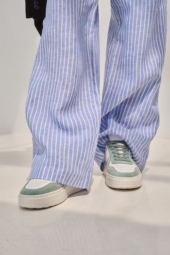 The brand new CPH77 leather mix white/sage sneaker in a clean white studio setting.