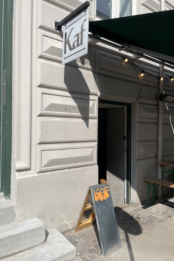 This image shows the entrance of the Café Kaf in Copenhagen.