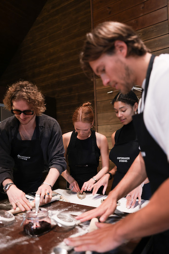 Behind the scenes from the backing class, preparing the dough. 
