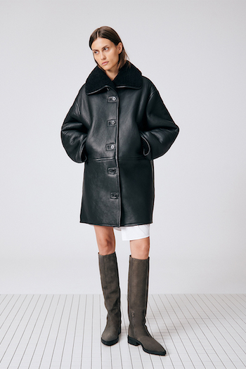 The model is wearing the CPH323,a boot that is made of suede leather.